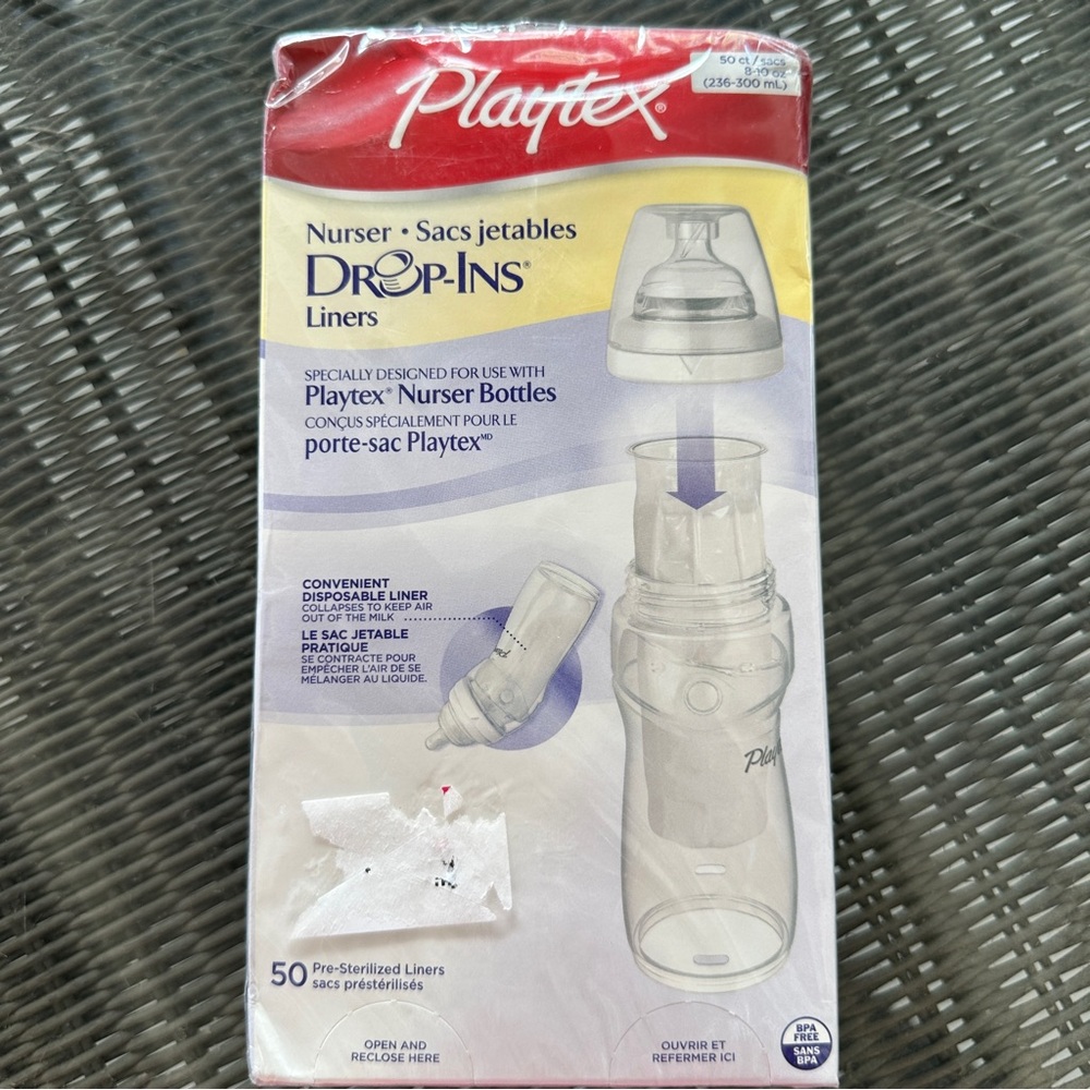 Playtex Baby Drop-ins Liners‎ 50 For Baby Nurser Bottles 8-10 Oz Sealed New